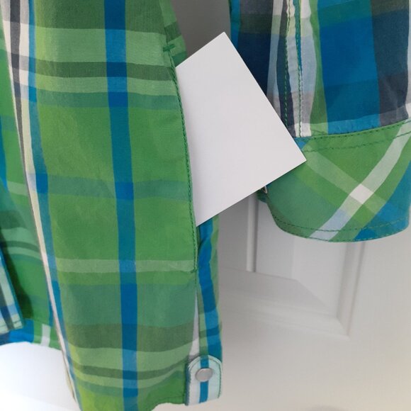 Puma Plaid Shirt Dress w/Roll Tab Sleeves Green Size S - Picture 6 of 14